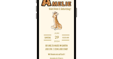Digitale Einladung Kindergeburtstag Giraffe
